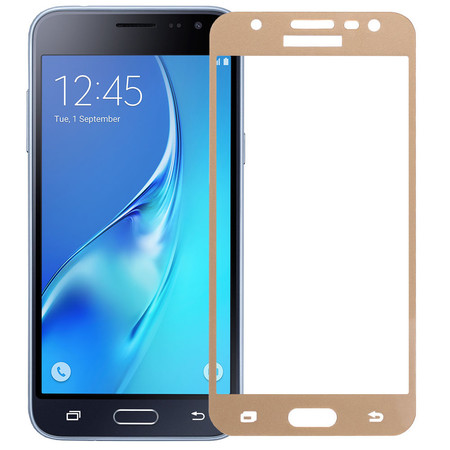 Защитное стекло П/П 2D золотистое для Samsung Galaxy J3 (2016) SM-J320F/DS