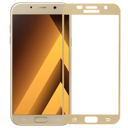 Защитное стекло для Samsung Galaxy A7 (2017) полное покрытие (полноэкранное) золотое