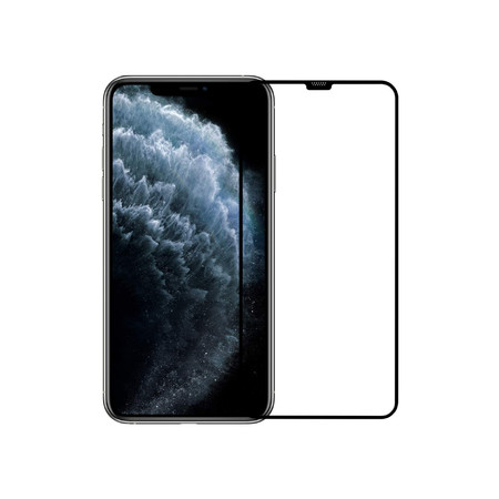 Защитное стекло (бокс для наклеивания) П/П черное Глянцевое для Apple iPhone Xs Max (A1921)