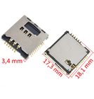Разъем Mini-Sim+MicroSD 17-18mm x 16-17mm x 2,7mm KA-148
