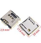 Разъем Mini-Sim+MicroSD 17-18mm x 16-17mm x 2,8mm KA-297