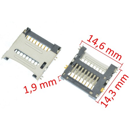 Разъем MicroSD 14-15mm x 14-15mm x 1,9mm KA-072